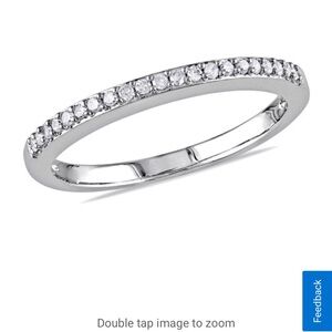 Delamore 1/10 CT Diamond TW Wedding Band Ring 10k White Gold, Size 8